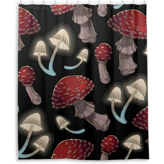Coolnut Glowing Mushroom Shower Curtain Bathroom Decor Watercolor Shower Curtain Sets Fabric Cloth Bathroom Curtains with Hooks 60x72 Inch