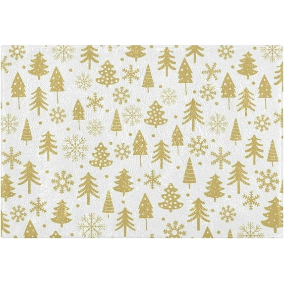 Coolnut Gold Christmas Tree Anti-Slip Ultra Absorbent Durable Bath Rug with Rubber Backing,24"x16"