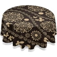 thumbnail image 1 of Coolnut Gold Paisley Round Tablecloth, Washable Oil Proof Table Cover for Kitchen Holiday Party Wedding Picnic Decoration, 1 of 7