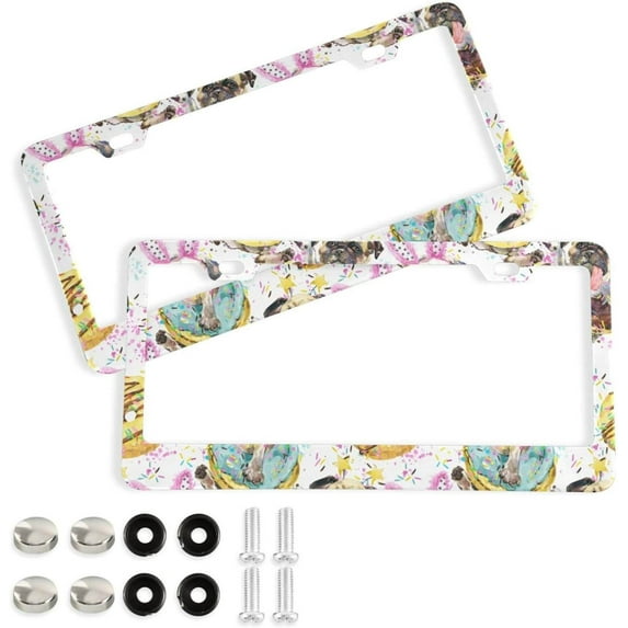 Coolnut Graffiti Pattern 2 Holes Car License Plate Frames 2PCS, Car License Plate Holder with Screw Caps Cover Set Automotive Exterior Parts Decoration for US Vehicles