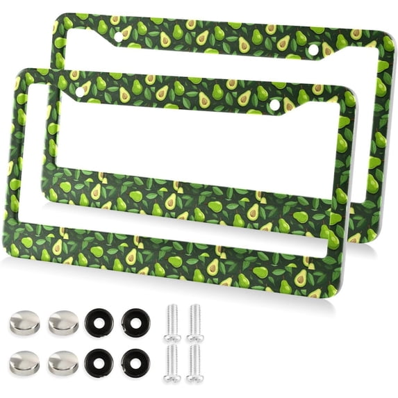 Coolnut Green Avocado License Plate Frames 2 Packs,License Plate Covers,Universal Aluminum Tag Frame for Front and Rear Car Tags86 Home Decor