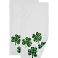 thumbnail image 1 of Coolnut Green Buffalo Check Clover Hand Towels 2 PCS, Ultra Soft and Highly Absorbent, Leopard Print Shamrock Decorative Fingertip Towel for Home, Bathroom, Kitchen, 28.3"x14.4", 1 of 4