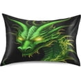 thumbnail image 1 of Coolnut Green Dragon Pillowcase for Hair and Skin Silk Pillowcase King Size 20 ×40In, Soft and Breathable Slippery Satin Pillowcase Covers for Sleep Decor Giftsation 940, 1 of 7