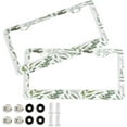 thumbnail image 1 of Coolnut Green Leaves License Plate Frame 2 Pack 2 Holes Car Aluminum License Plate Holder Automotive Parts Decoration Universal with Screw Caps Cover, 1 of 7