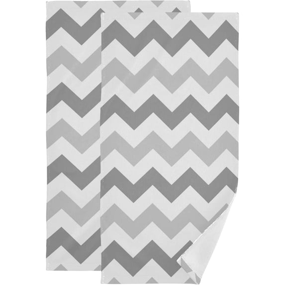 Coolnut Grey Chevron Hand Towels Ultra Soft Absorbent Fingertip Bath Towels Breathable & Comfort Hand Towels for Bathroom Hotel, Gym and Spa 28 X 14 Inch (2PCS) Washcloth Gift