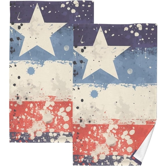 Coolnut Grunge USA Pattern Hand Towels 2 Pieces 16×28 inches, Cotton Bath Towel Water Absorbent Lightweight Quickdry Towels for Bathroom Ktichen Travel Gym