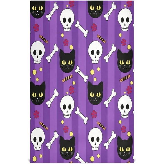 Coolnut Halloween Civet and Skull Kitchen Dish Towel Set,Drying Kitchen Towels Tea Towels Gift Set for Drying Cleaning Cooking Baking 1Pcs