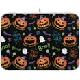 thumbnail image 1 of Coolnut Halloween Ghost Pumpkin Dish Drying Mat Absorbent Reversible Drying Pad Dish Drainer Rack Mat for Kitchen Countertops Sinks,16"x18", 1 of 6