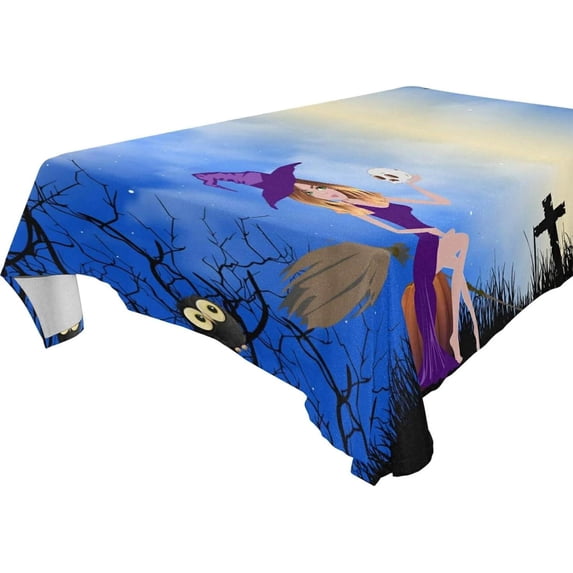 Coolnut Halloween Ghost Tablecloth, Waterproof Washable Polyester Square Table Cover, Durable Tablecloth for Kitchen Dining Table Party Decor, 54"x54"