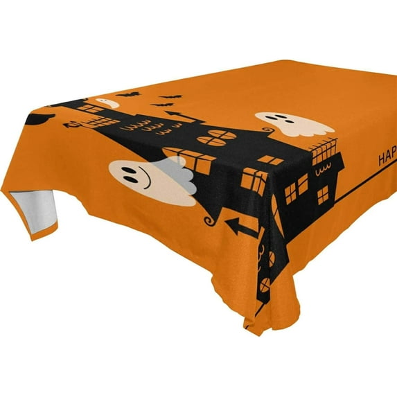 Coolnut Halloween Ghost Tablecloth, Waterproof Washable Polyester Square Table Cover, Durable Tablecloth for Kitchen Dining Table Party Decor, 60"X 108"