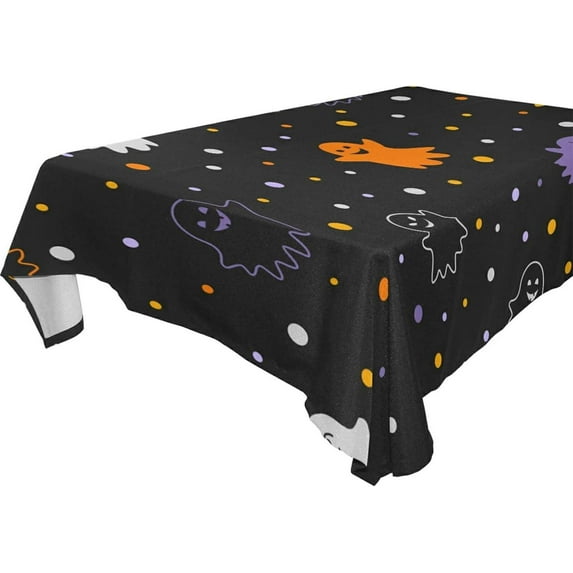 Coolnut Halloween Ghost Tablecloth, Waterproof Washable Polyester Square Table Cover, Durable Tablecloth for Kitchen Dining Table Party Decor, 60"X 60"