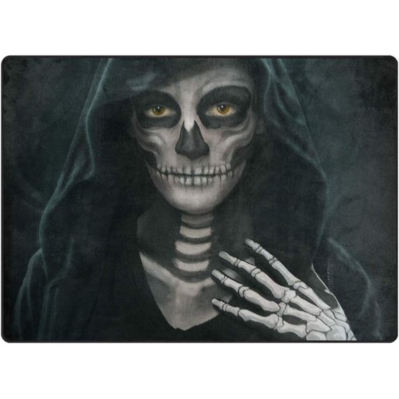 Coolnut Halloween Makeup Skeleton Area Rug Carpet 5x4 Light Weight Polyester for Living Room Bedroom