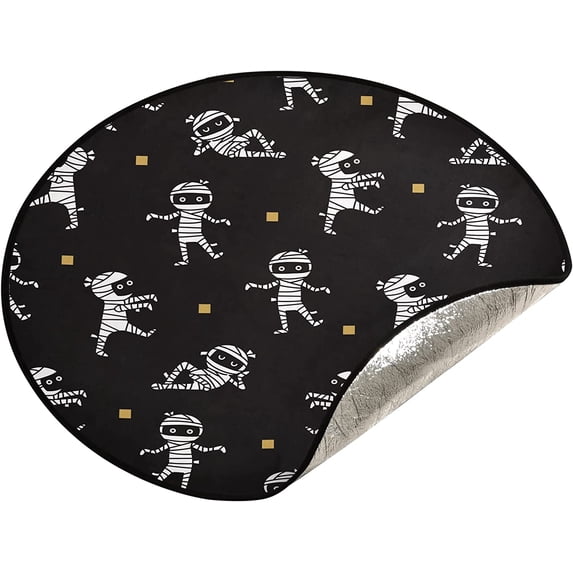 Coolnut Halloween Mummy Christmas Tree Mat Round Christmas Tree Stand Mat Decoration for Holiday Party Home Christmas Day Ornaments Floor Door, 28.3"