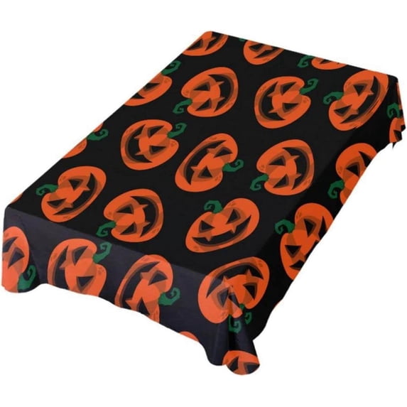 Coolnut Halloween Pumkpin Rectangle Tablecloth 60x90In,Dinner Table Cover for Outdoor & Indoor Patio, Picnic, BBQ, Holiday Party Halloween Decoration