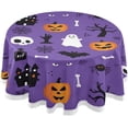thumbnail image 1 of Coolnut Halloween Pumpkin Bat and Skull Round Tablecloth 60In,Table Cover Water Resistant Spill Proof Large Table Cover for Indoor & Outdoor Family Gathering Dinner, BBQ Halloween Decoration, 1 of 7