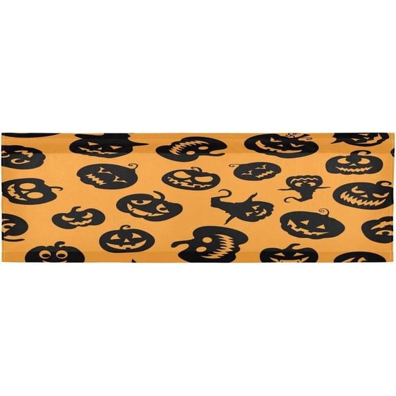 Coolnut Halloween Pumpkin Valance Curtains for Kitchen or Bathroom, 54x18in Valances Window Treatment Rod Pocket Drape Light Filtering Living Room Bedroom Decor