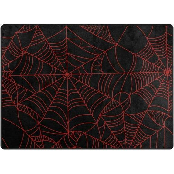 Coolnut Halloween Red Spider Web Lightweight Carpet Mats, 6'8" x 4'10" Area Soft Rugs Floor Mat Rug Home Decoration for Kids Room Living Room, 80"x 58"