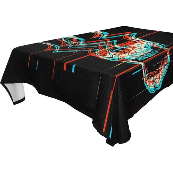 60"x90" Halloween Skull Tablecloth, Waterproof Washable Polyester Square Table Cover Durable Tablecloth for Kitchen Dining Table Party Decor