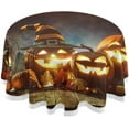 thumbnail image 1 of Coolnut Halloween Tablecloth 60 in,Halloween Pumpkin with Lit Candles Party Lace Round Table Cloth Water Resistant Spill Proof Large Table Cover for Kitchen BBQ Hotel Dining Party Decoration, 1 of 7