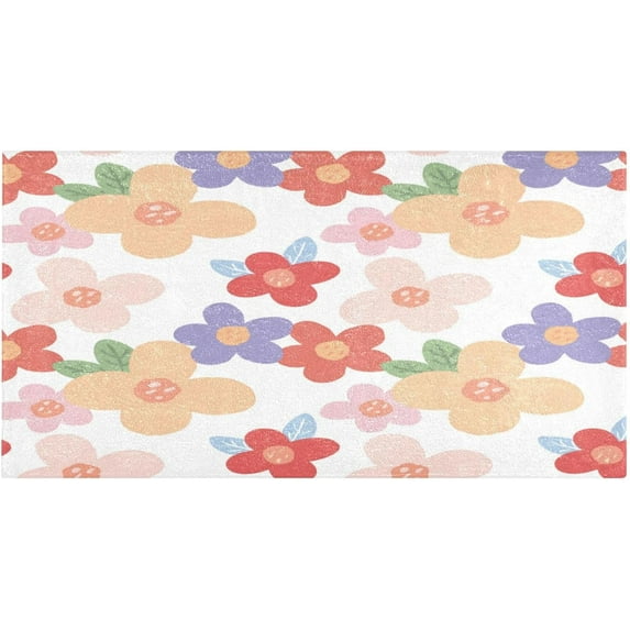 Coolnut Hand Drawn Flower Kitchen Mat Soft and Absorbent Bath Mats for Bathroom Non Slip Quick Dry Shaggy Bath Carpet for Kitchen Bathroom Shower, 39"x20"