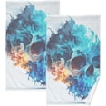 thumbnail image 1 of Coolnut Hand Towels 2 PCS Concept Blue Skull, Cotton Bath Towel for Drying Face Hands Body Decorative Water Absorbent Lightweight Washcloth for Bathroom Ktichen Travel Gym, 16"×28", 1 of 6