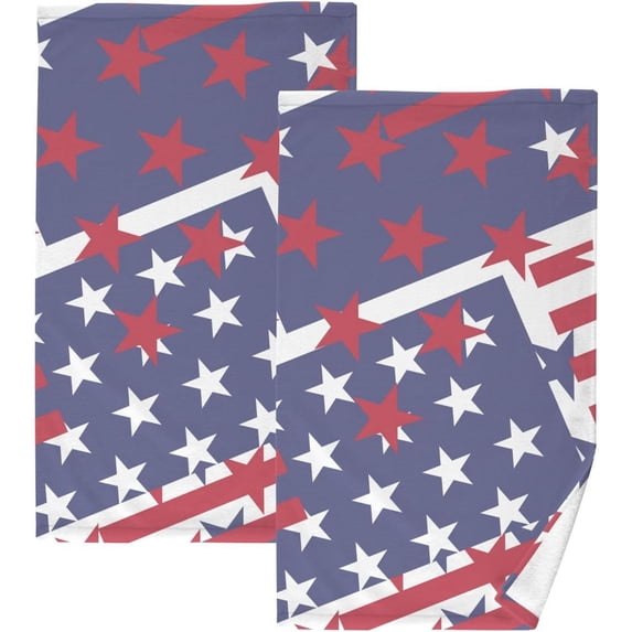 Coolnut Hand Towels Abstract USA Flag Patterned 2 PCS, Cotton Bath Towel for Drying Face Hands Body Decorative Water Absorbent Lightweight Towels for Bathroom Ktichen Travel Gym, 16"x28"