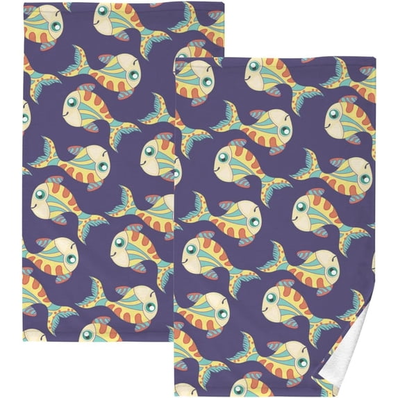 Coolnut Hand Towels Anemone Fish Patterned 2 PCS, Cotton Bath Towel for Drying Face Hands Body Decorative Water Absorbent Lightweight Towels for Bathroom Ktichen Travel Gym, 16"x28"