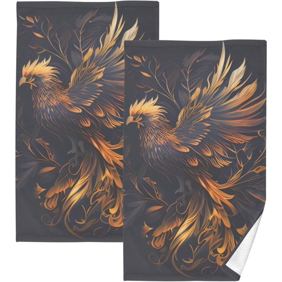 Coolnut Hand Towels Art Bird 2 PCS, Cotton Bath Towels Drying Face Hands Body Decorative Water Absorbent Lightweight Washcloth for Bathroom Ktichen Travel Gym, 16"×28"