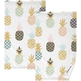thumbnail image 1 of Coolnut Hand Towels Geometric Gold Pineapple Patterned 2 PCS, Cotton Bath Towel for Drying Face Hands Body Decorative Water Absorbent Lightweight Towels for Bathroom Ktichen Travel Gym, 16"x28", 1 of 6