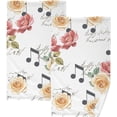 thumbnail image 1 of Coolnut Hand Towels Music Florals Patterned 2 PCS, Cotton Bath Towel for Drying Face Hands Body Decorative Water Absorbent Lightweight Towels for Bathroom Ktichen Travel Gym, 16"x28", 1 of 6