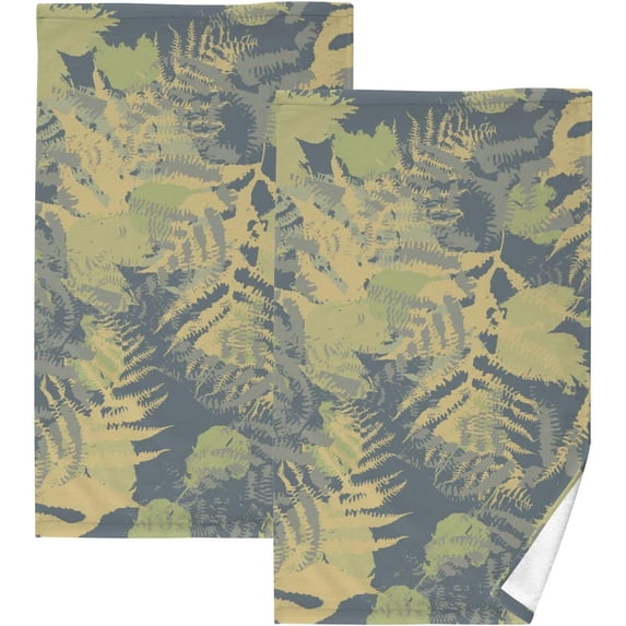 Coolnut Hand Towels Retro Leaves Pattern Patterned 2 PCS, Cotton Bath Towel for Drying Face Hands Body Decorative Water Absorbent Lightweight Towels for Bathroom Ktichen Travel Gym, 16"x28"