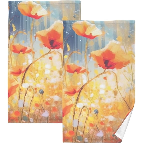 Coolnut Hand Towels Set - Autumn Fantasy Flowers Print for Bathroom Kitchen Travel 16×28 in/2 Pcs, Cotton Bath Towels Lightweight Quickdry for Bathroom Ktichen Travel SPA Gym