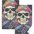 thumbnail image 1 of Coolnut Hand Towels Set - Cartoon Skull Pattern Print for Bathroom Kitchen Travel 16×28 in/2 Pcs, Cotton Bath Towels Lightweight Quickdry for Bathroom Ktichen Travel SPA Gym, 1 of 6