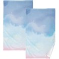 thumbnail image 1 of Coolnut Hand Towels Watercolor Sky Patterned 2 PCS, Cotton Bath Towel for Drying Face Hands Body Decorative Water Absorbent Lightweight Towels for Bathroom Ktichen Travel Gym, 16"x28", 1 of 6