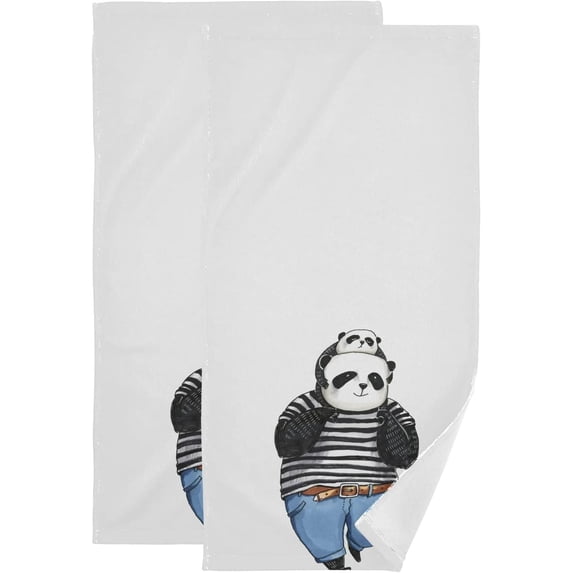 Coolnut Happy Father's Day Hand Towels 2 PCS, Ultra Soft and Highly Absorbent, Best Dad Panda Decorative Fingertip Towel for Home, Bathroom, Kitchen, 28.3"x14.4"