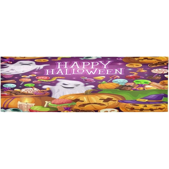 Coolnut Happy Halloween Valance Curtains for Kitchen or Bathroom, 54x18in Valances Window Treatment Rod Pocket Drape Light Filtering Living Room Bedroom Decor