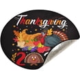thumbnail image 1 of Coolnut Happy Thanksgiving Day 2022 Christmas Tree Mats Waterproof Tree Skirt, Turkey Day Xmas Tree Stand Tray Mat Floor Protector Pad for Holiday Party Decoration, 28.3", 1 of 6