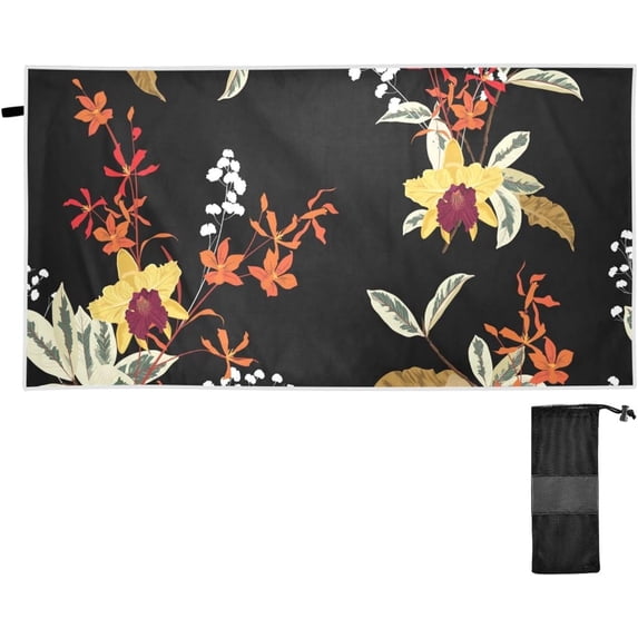 Coolnut Hawaiian Flowers Beach Towel Fast Drying Camping Towels Sand Free Beach Blanket Soft Absorbent Travel Sport Towel for Gym Bath Shower Swimming 30" x 60" Washcloth Gift