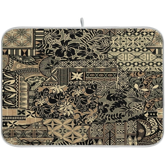 Coolnut Hawaiian Style Dish Drying Mat for Kitchen, 18 x 24 Inch Microfiber Absorbent Dish Drying Pad, Machine Washable Kitchen Counter Protect Mats