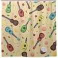 thumbnail image 1 of Coolnut Hawaiian Ukulele and Fruits Bath Shower Curtain Liners 72"x72", Polyester Waterproof Bath Curtains with Hooks for Bathroom Decoration, 1 of 5