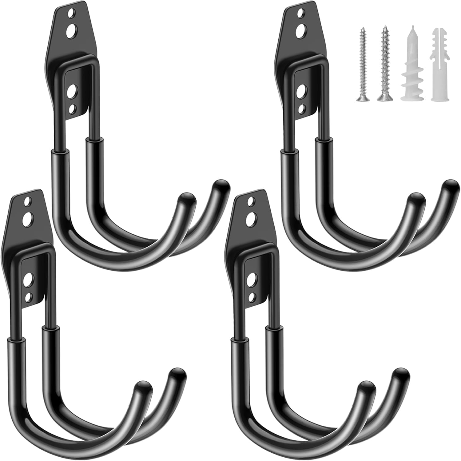 Coolnut Heavy Duty Garage Hooks 4 Pack, J Shaped Hanger, Wall Mounted ...
