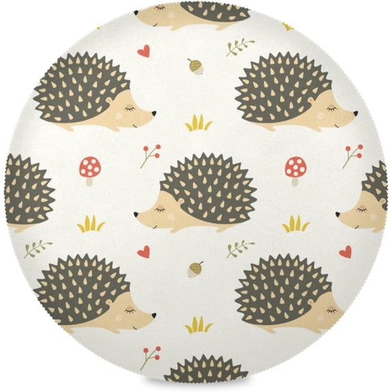 Coolnut Hedgehog Round Placemats Waterproof Non-Slip Washable Place Mats Polyester Table Mats Set of 1 Heat Resistant for Home Kitchen Holiday Party Home Decor Gifts