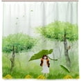 thumbnail image 1 of Coolnut Hello Spring Girl Bath Shower Curtain Liners 72"x72", 100% Polyester C-Shaped Curtain Hook Modern Bathroom Decoration 1 Panel, 1 of 4