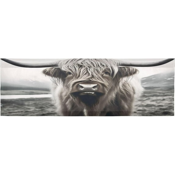 Coolnut Highland Cattle Curtain Valance for Windows, Rod Pocket Valance Window Treatments 1 Panel Short Curtains for Kitchen Windows Bathroom Bedroom 54 x 18 inch Home Decor