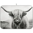 thumbnail image 1 of Coolnut Highland Cow Dish Drying Mat for Kitchen Counter, Ultra Absorbent Reversible Microfiber Dishes Drying Rack Pad Heat-resistant Mats 16x18in Home Decor, 1 of 7