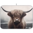 thumbnail image 1 of Coolnut Highland Cow Dish Drying Mat for Kitchen Counter, Ultra Absorbent Reversible Microfiber Dishes Drying Rack Pad Heat-resistant Mats 18x24in Home Decor, 1 of 7