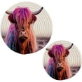 thumbnail image 1 of Coolnut Highland Cow Round Woven Potholders Set Trivets for Hot Dishe Heat Resistant Non-Slip Trivets for Cooking and Baking Kitchen Home Decor, 1 of 7
