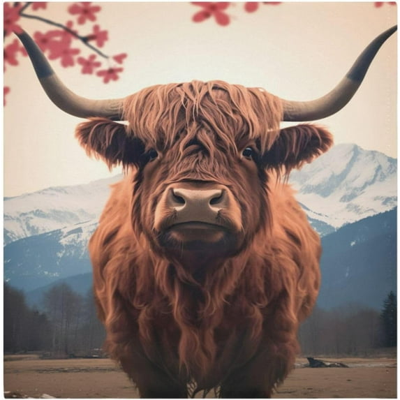 Coolnut Highland Cows Cloth Napkins Set of 1,20x20 Inches Napkins Cloth Washable Reusable Soft for Dinner,Wedding,Parties,Home Dinner,Tableative Decor Gift