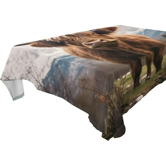 Coolnut Highland Cows Rectangle Tablecloth Waterproof Polyester Table Clothative Stain Resistant & Wrinkle Resistant Washable Table Cover for Dining Table/Party/Camping 60x60 Inch Decor Gift