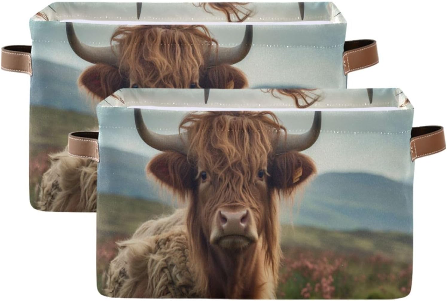 Highland Cow Collapsible Storage Bin – Cute Foldable Organizer For Girls' Room, Nursery, Or Dorm